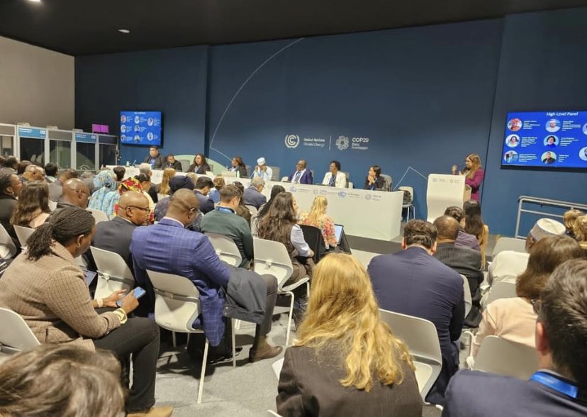 Amyrahtu's tweet image. Earlier today, The MD/CEO of @NEDCOfficialNg Mohammed G. Alkali, accompanied by Alhaji Abdullahi Abbas Sanusi, Rt. Hon. Stephen Aondoana Tsav and Hon. Samuel Ifeanyi at a High Level Side Event on Climate Finance Needs of Developing Countries @COP29_AZ #NEDC #NEDCWinningTogether