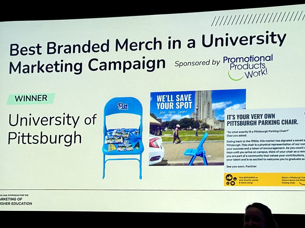 LibbyHilf's tweet image. Just left Las Vegas &amp;amp; “hit the jackpot” officially has a new meaning for me. I’m so honored to bring home the Best Branded Merch in a University Marketing Campaign award from @AMA_Marketing Symposium for our “We’ll save your spot” campaign.🪑 So grateful! #AMAHigherEd