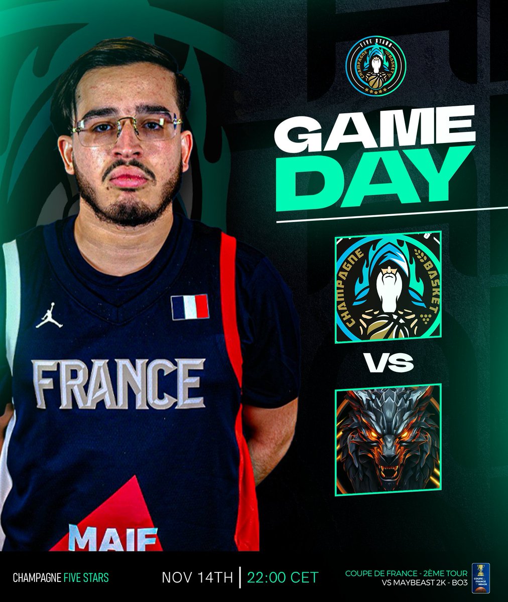 CHAMPAGNE FIVE STARS 💫 (@fivestars_gt) on Twitter photo ⛹️ GAMEDAY - #NBA2K25
Objectif important de la saison, nous faisons ce soir notre entrée en Coupe de France contre <a href="/MayBeast2k/">MayBeast2k</a> 🥵
Allez leur donner de la force 👊
🏆 | Coupe de France <a href="/HallofGameFR/">Hall of Game</a>
🎮 | BO3
🆚 | <a href="/MayBeast2k/">MayBeast2k</a> 🇫🇷
🕤 | 22:00
📺 | twitch.tv/xdestin__ ⛹️ GAMEDAY - #NBA2K25
Objectif important de la saison, nous faisons ce soir notre entrée en Coupe de France contre <a href="/MayBeast2k/">MayBeast2k</a> 🥵
Allez leur donner de la force 👊
🏆 | Coupe de France <a href="/HallofGameFR/">Hall of Game</a>
🎮 | BO3
🆚 | <a href="/MayBeast2k/">MayBeast2k</a> 🇫🇷
🕤 | 22:00
📺 | twitch.tv/xdestin__