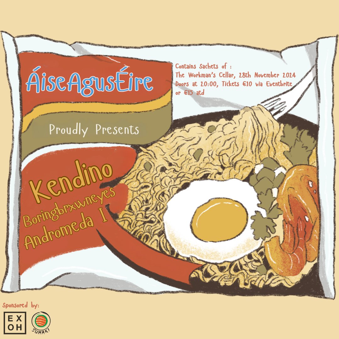 Two weeks to go until our next Áise agus Éire show ft. Kendino, boringbrxwneyes and Andromeda I

We're beyond excited to be bringing the best Asian-Irish music talent to the iconic Workman's Club!

🎟️ at the 🔗