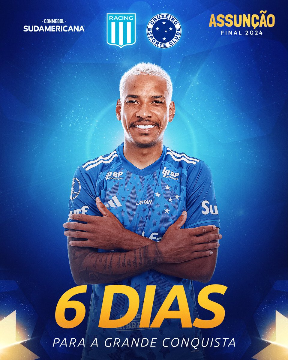 SudamericanaBR's tweet photo. ⏳ A 6️⃣ dias da Final!

🦊 Dá aquele frio na barriga... Não é, @Cruzeiro? 

🏆 CONMEBOL #Sudamericana | #GrandeConquista https://t.co/KIkoXC4HlR