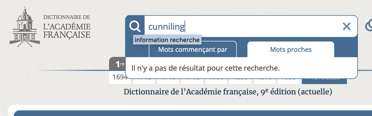 Sur le bout de la langue...
Dans la "nouvelle" édition du Dictionnaire de l'Académie française, il y a FELLATION mais pas CUNNILINGUS.
Mais... pourquoi ?