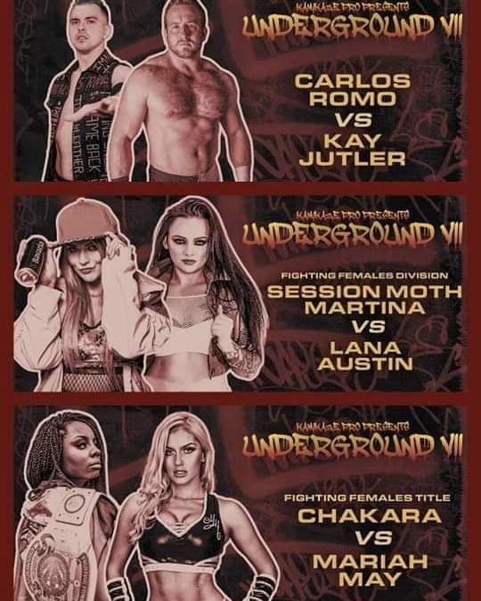 RevertedWolf's tweet photo. Today marks my 3 year Kamiversary. These were my matches at my first show back in 2021 at Underground VII at @themillbirmingham.
A few of these are doing quite well for themselves..
@KamikazeProUK
@mothfromdaflats
@MariahMayx
@Lana_Austin1
#MemoriesThatMatter
#KeepItPro https://t.co/B0nd2HvFCx