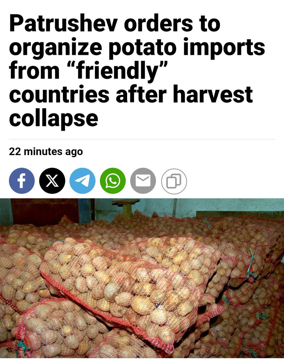 Potatoes will be imported to Russia from "friendly" countries due to a 20% reduction in the harvest. 

The biggest country on earth can't even manage to grov enough potatoes! What a shithole! 😂