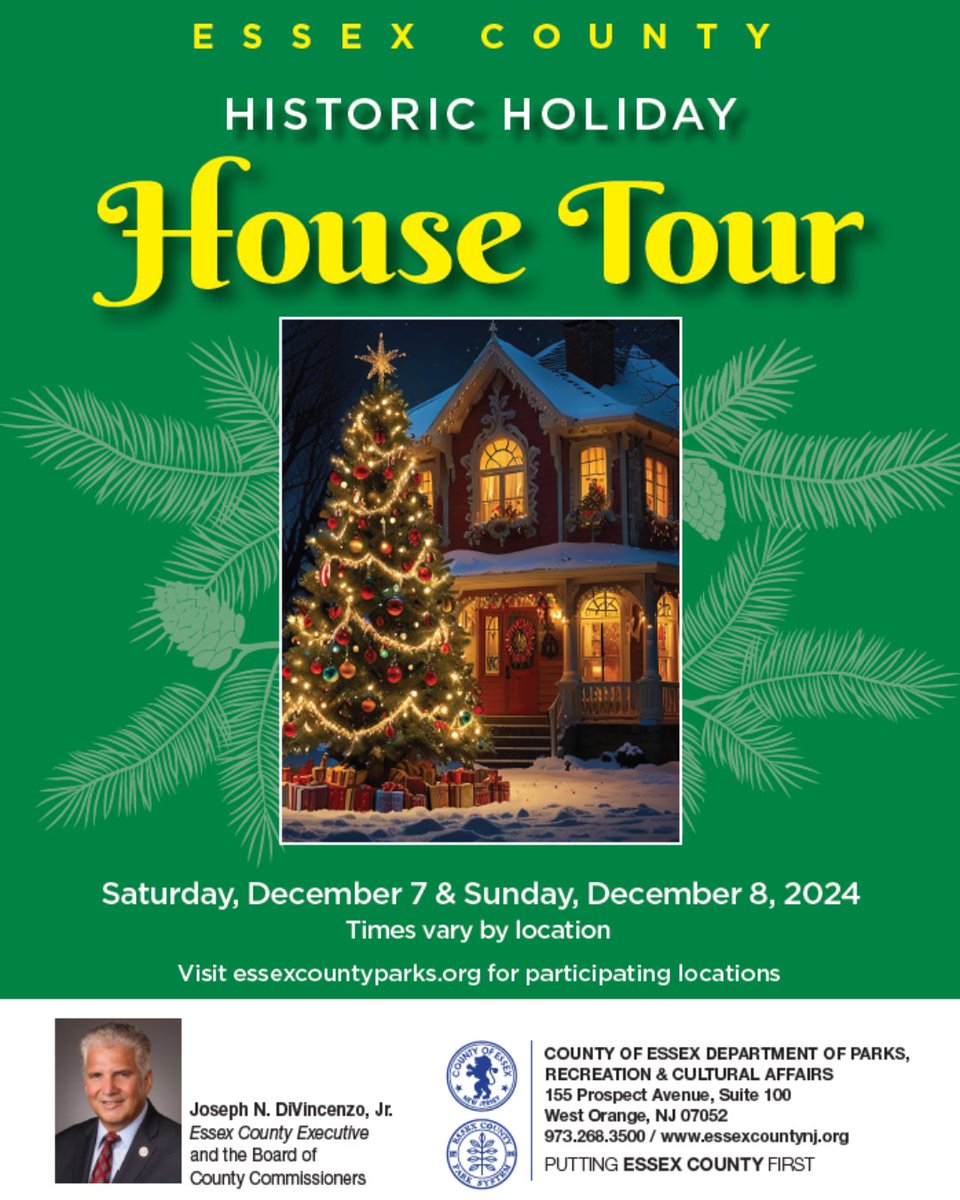 Get in the holiday spirit this weekend with our Essex County Historic Holiday House Tour!

Historic homes and properties throughout the county bring the past to life with decorations from earlier time periods. 

#EssexCountyNJ