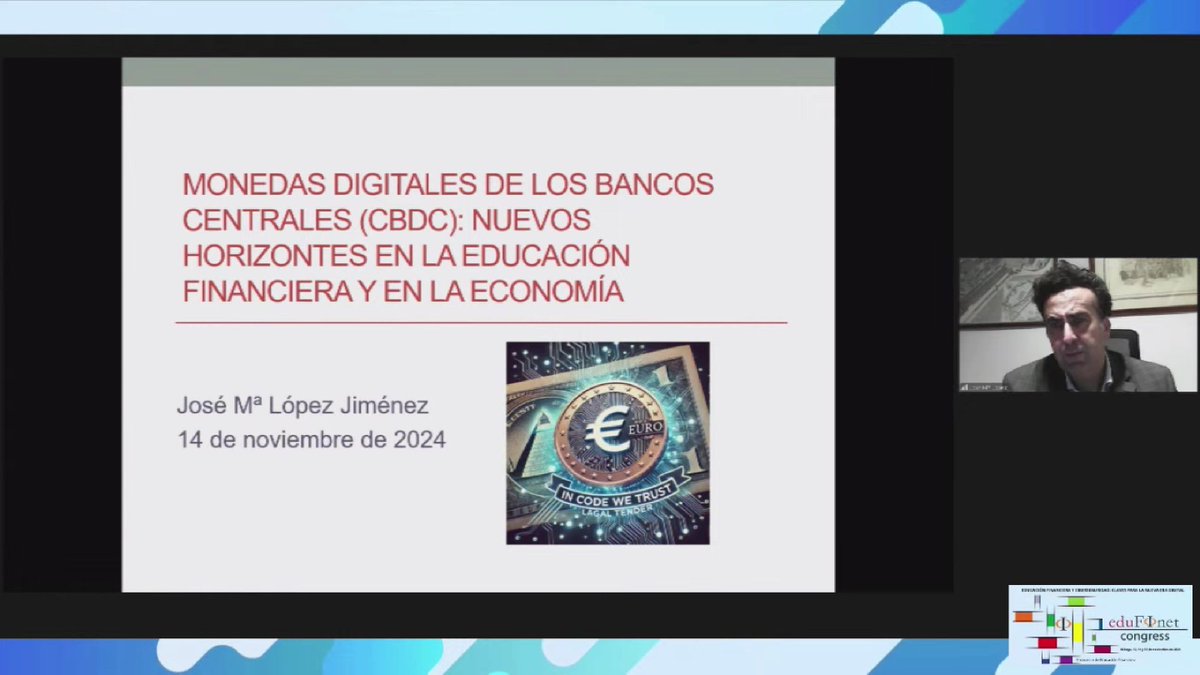 Las monedas digitales del los Bancos Centrales, son el tema de la undécima sesión. José Mª López de <a href="/edufinet/">Edufinet</a> será el encargado de hablarnos de ellas. #VIICongreso #EducaciónFinanciera #FinancialLiteracy