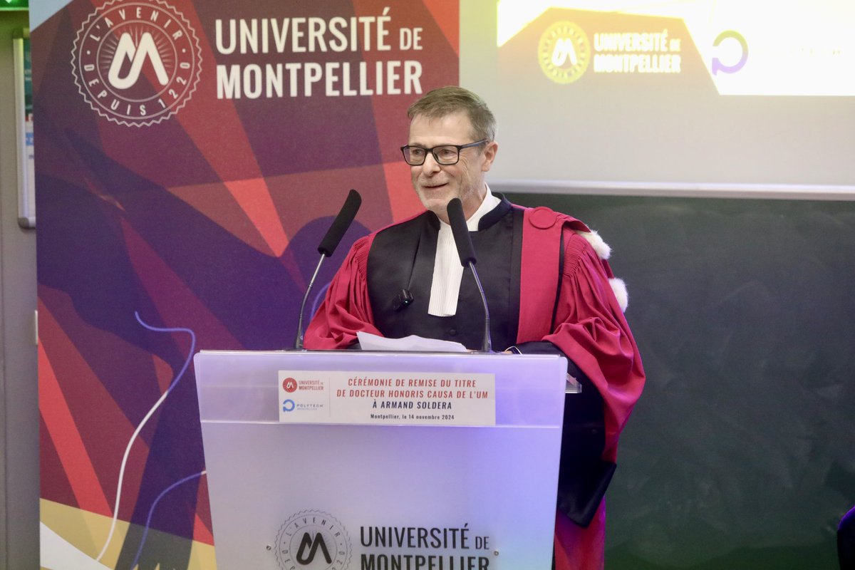 Philippe Augé (@philippe_auge) on Twitter photo C’est un honneur de remettre le titre de Docteur Honoris Causa <a href="/umontpellier/">Université de Montpellier</a> au Pr Armand Soldera, Doyen de la Faculté des sciences et Directeur du Laboratoire de Physico-Chimie moléculaire de <a href="/USherbrooke/">Université de Sherbrooke</a> (Québec, Canada) en présence du Maire-Président <a href="/MDelafosse/">Michaël Delafosse</a> #Montpellier C’est un honneur de remettre le titre de Docteur Honoris Causa <a href="/umontpellier/">Université de Montpellier</a> au Pr Armand Soldera, Doyen de la Faculté des sciences et Directeur du Laboratoire de Physico-Chimie moléculaire de <a href="/USherbrooke/">Université de Sherbrooke</a> (Québec, Canada) en présence du Maire-Président <a href="/MDelafosse/">Michaël Delafosse</a> #Montpellier