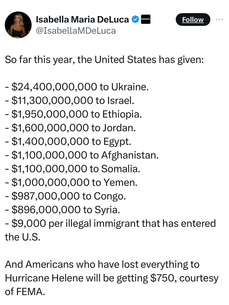 SandraSiqueiro7's tweet image. STOP ALL FOREIGN AID UNTIL OUR HOUSE IS IN ORDER!