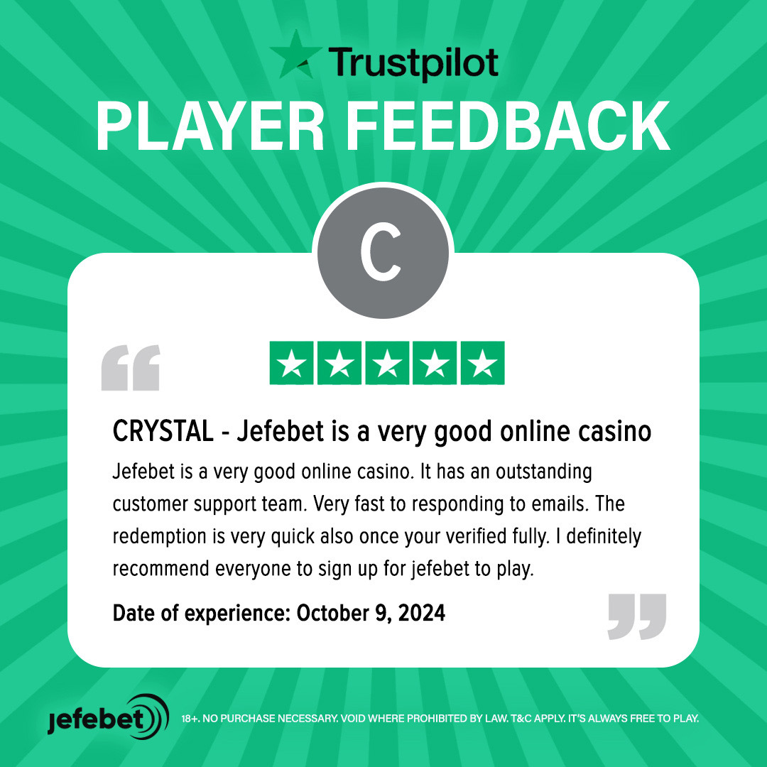 ¡Nuestro barrio nos respalda! 😎
Gracias Crystal for your honest feedback.
Join the JefeBet Familia now and start winning like a Jefe! 🤑
#jefebet #BigWin #SweepCasino #SocialCasino