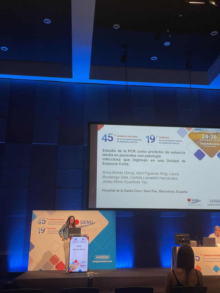 L’ Anna Borràs, R3 d’<a href="/Interna_SantPau/">Interna Sant Pau</a>, va presentar a la #45SEMI un estudi sobre com la PCR ens pot predir l’estada mitjana a la UEC (Unitat d’Estada Curta).