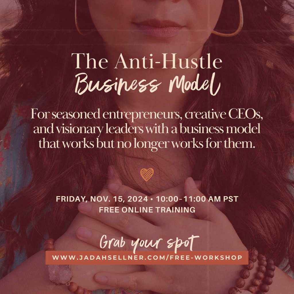 It’s time to build differently. Join me for 2 events this week:

1) She Builds Community⁠ 
📍 Walnut Creek, CA⁠ 
🗓️ Nov 14, 6-8pm PST 
💌 Sign-up: shebuilds.com/community

2) Anti-Hustle Workshop⁠ 
📍 Online via Zoom 
🗓️ Nov 15, 10-11am PST 
💌 Join: jadahsellner.com/free-workshop