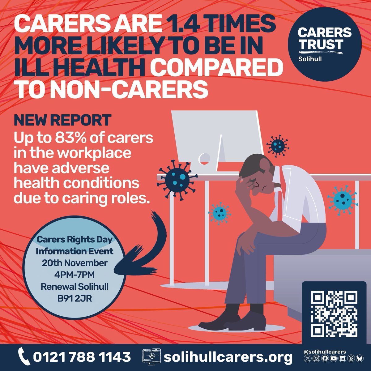 New report from Carers Trust highlights the troubles affecting #carers health while in the workplace. 

Many carers are unaware of their rights in the workplace. That's why our carers rights information event is so important! 

Join us on 20th November: buff.ly/3O75hnR
