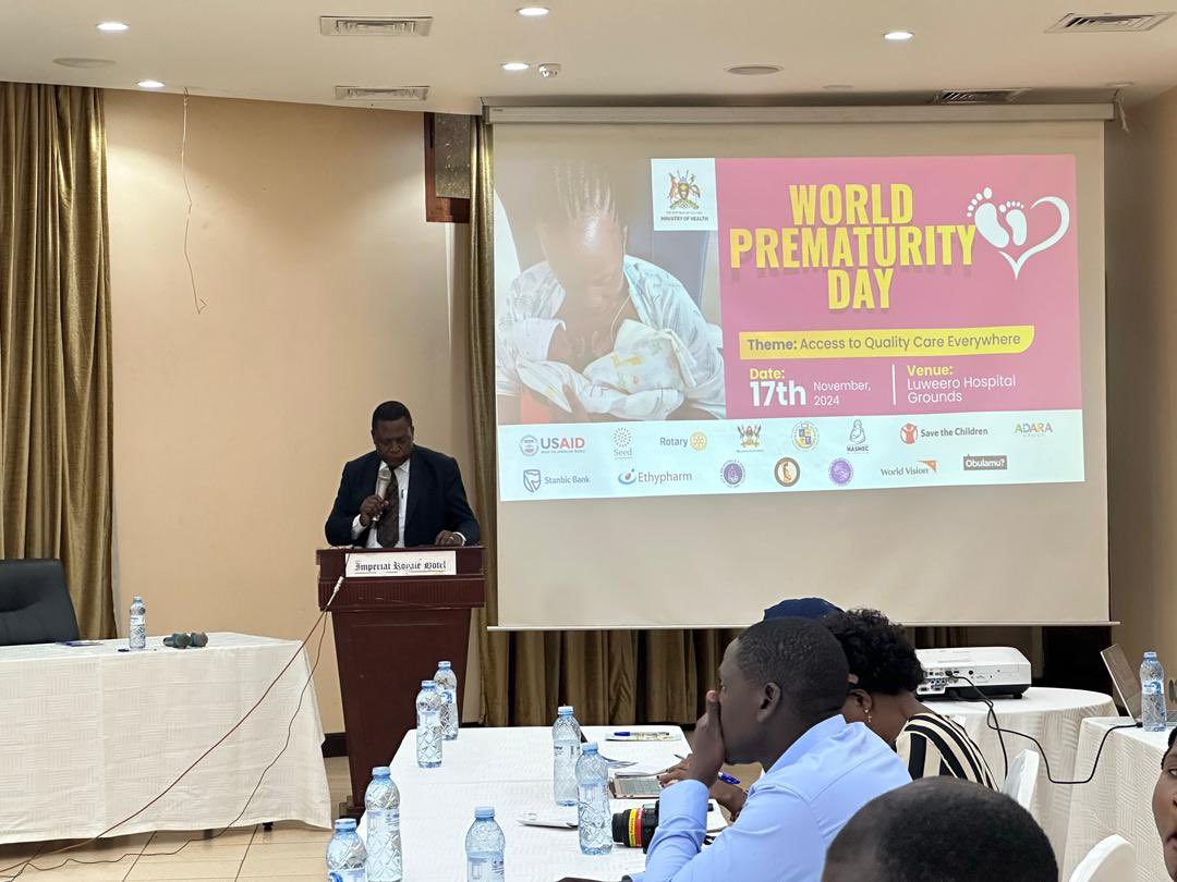 NasmecUG's tweet photo. Today morning was the #pressbrief on #WorldPrematurityDay Uganda celebrations, where Director Curative Services Dr Olaro Charles @olaro_charles acknowledged the role of parents as key stakeholders in managing preterm babies.
#PretermsCanLive
#WorldPrematurityDayUganda2024 https://t.co/X4eGGBIGCe