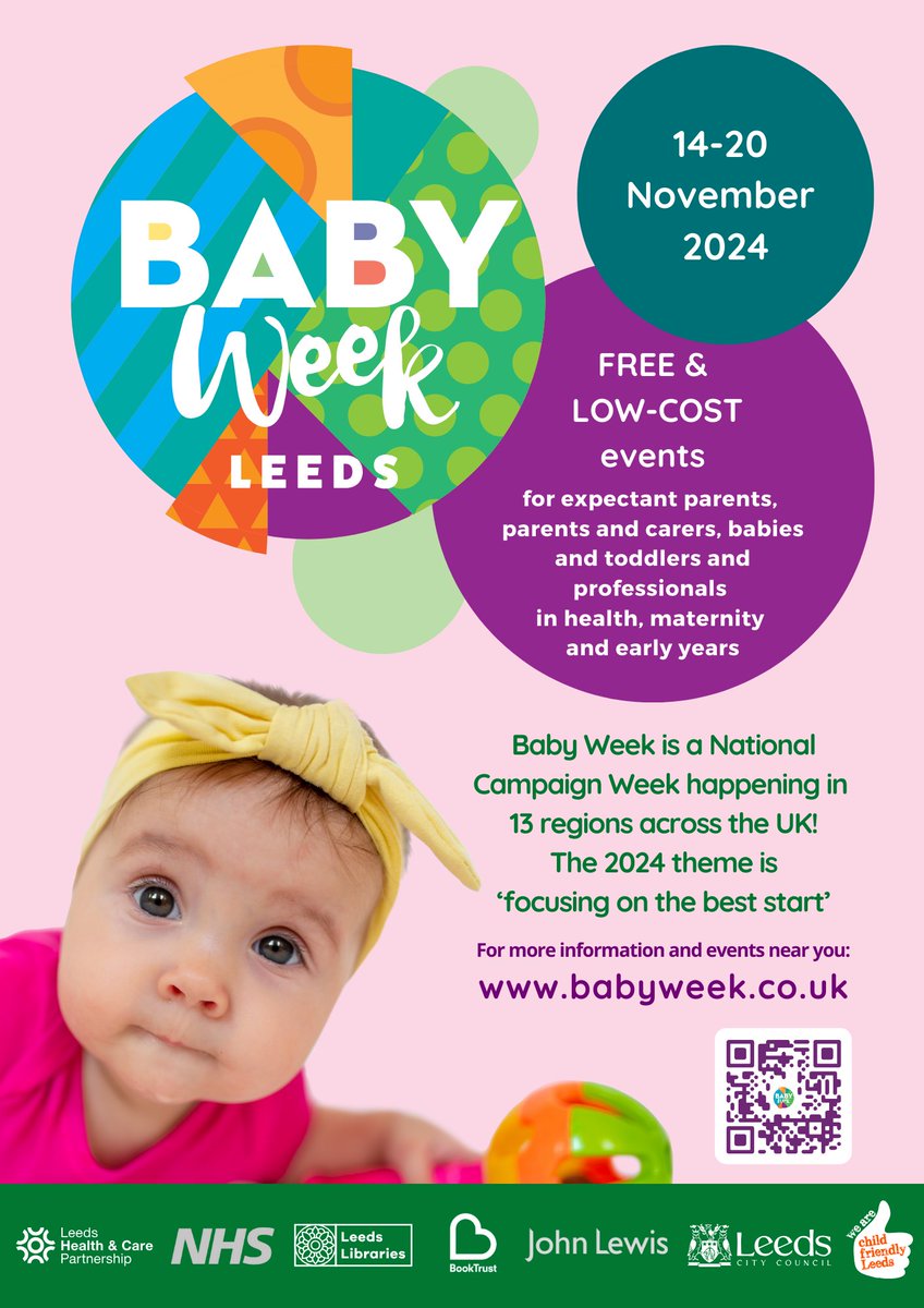 Baby Week Leeds! 14-20 November, free and low-cost events for expectants parents, parents and carers, babies and toddlers and professionals in health, maternity and early years. Visit orlo.uk/OMpGM