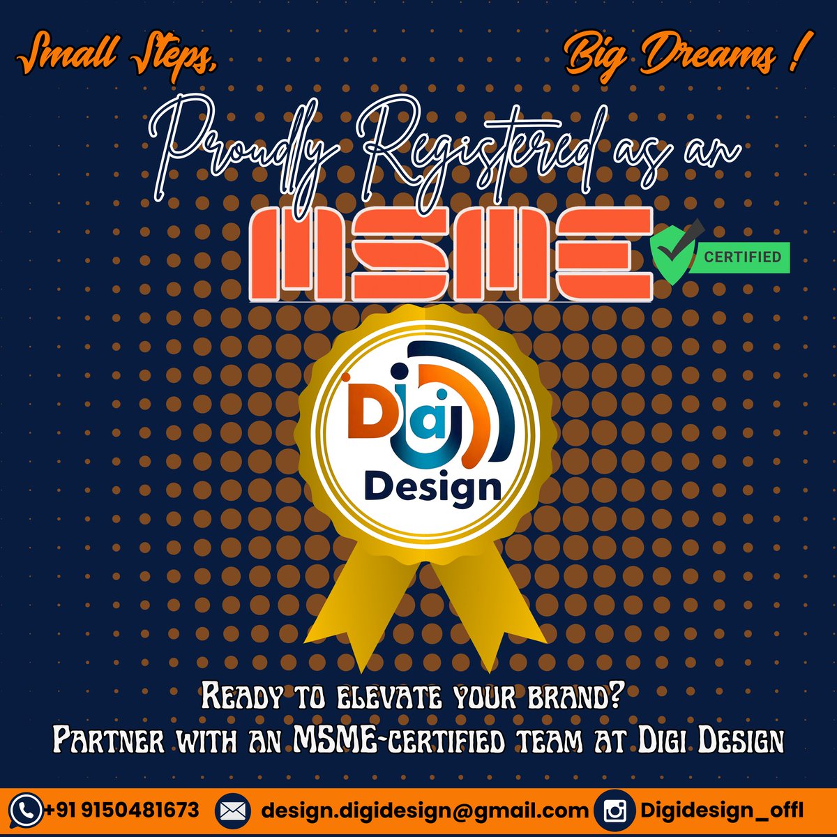 🎉 Exciting News! 🎉

Digi Design is now officially MSME registered! 

This milestone strengthens our commitment to delivering top-notch design services with quality and trust. Thank you for supporting us on this journey!

#DigiDesign #MSME #SmallBusiness #Milestone