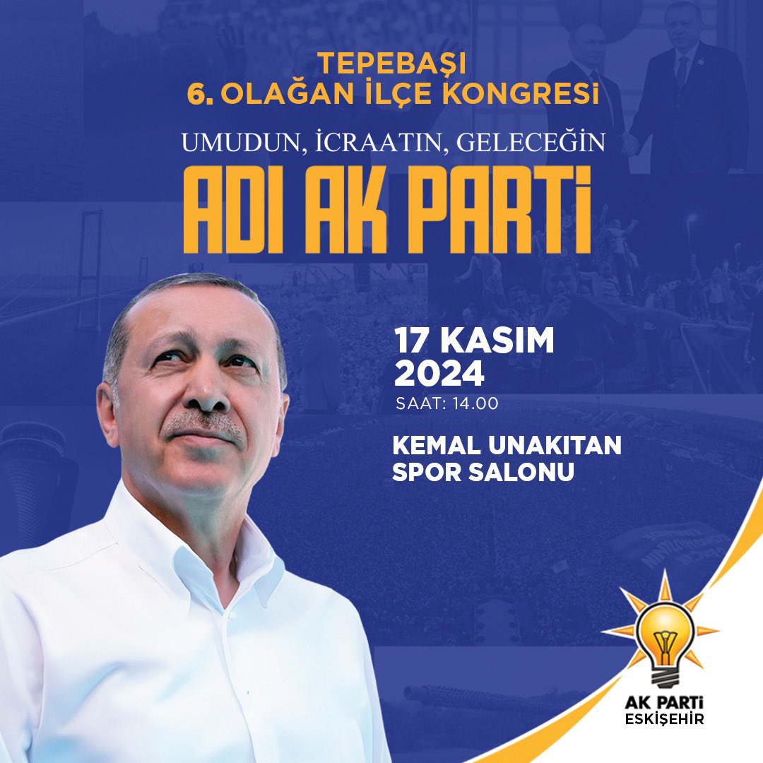 İlk günkü aşkla gerçekleştireceğimiz Tepebaşı 6. Olağan İlçe Kongremize tüm halkımız davetlidir. 
 
📆 17 Kasım 2024 | Pazar
🕘 14.00
📍Kemal Unakıtan Spor Salonu