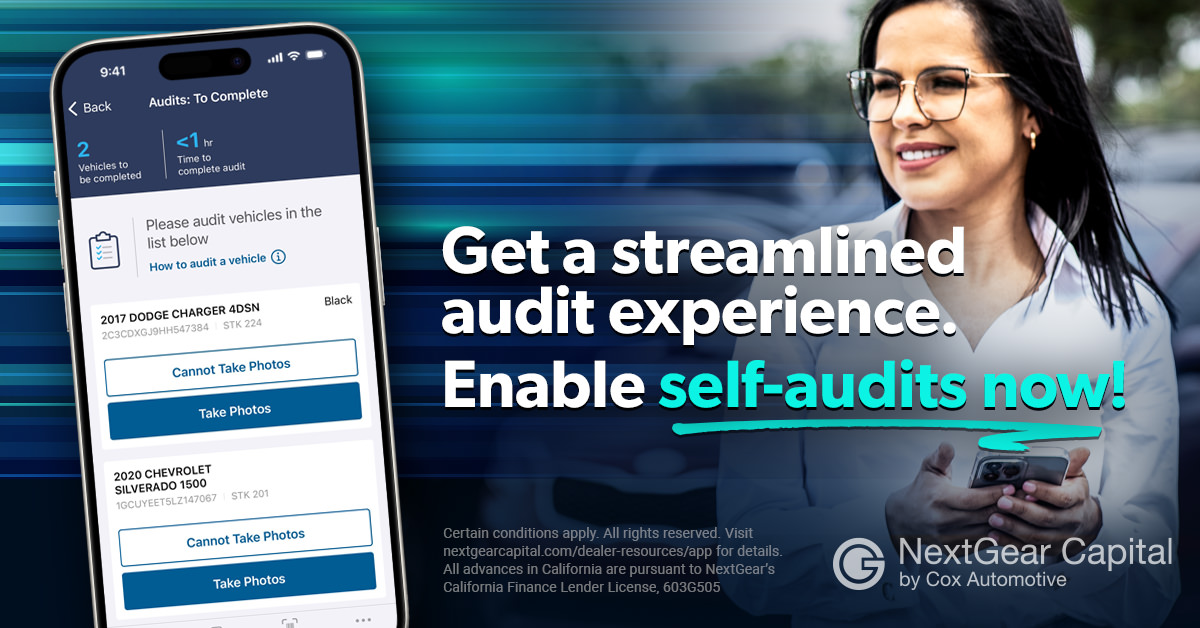 Self-audits in the NextGear Capital mobile app let you audit vehicles from your phone. Enable in your account portal today! bit.ly/3YOcnT7