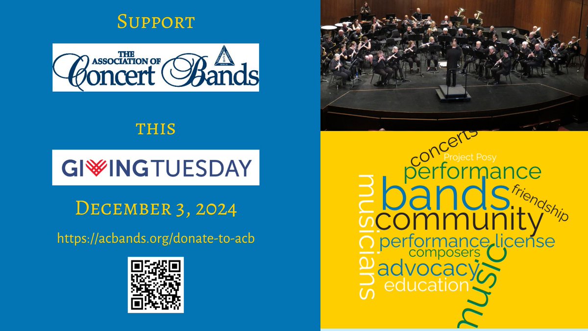 On this #GivingTuesday, consider making a donation to the Association of Concert Bands.  acbands.org/donate-to-acb