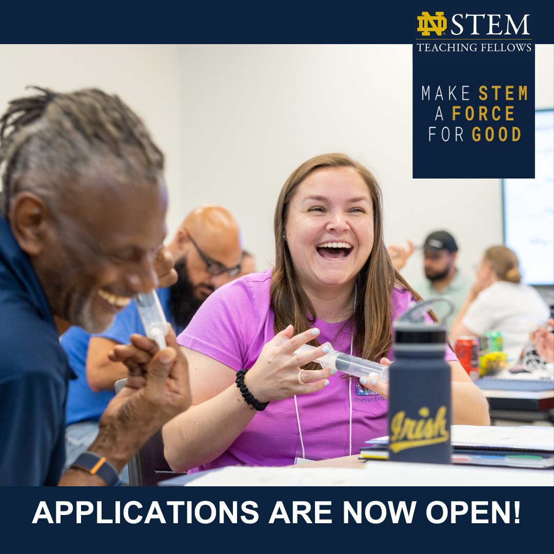 NDSTEMFellows's tweet photo. STEM Education can empower young people. To do so, STEM teachers must go beyond good teaching—embracing excellence &amp; driving change. 

Notre Dame STEM Fellows applications are open for all STEM teachers ready to make STEM a #ForceForGood! 

🔗Apply here: https://t.co/MzvoaTu3PF https://t.co/xpOMcKgYlO