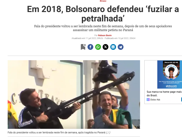 alarruda's tweet photo. @jairbolsonaro Falou o cara que toda hora defende fuzilar o adversário.
#BolsonaroNaCadeia #ForaGado #ForaBolsonaro #SemAnistia https://t.co/ZzYO2aQyOI