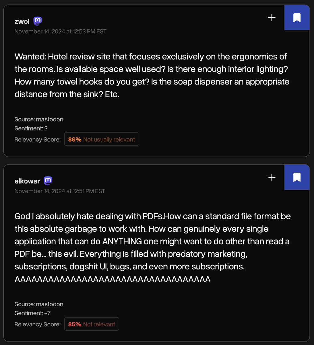 Results from the insights scanner this morning, somebody take it from here and go build these :)