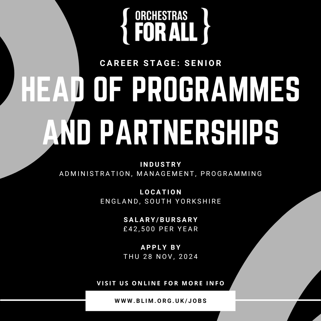BLKLivesinMusic's tweet photo. #Musicjobs 🚨

2/2 ...More new job listings on our site...

Head of Programmes and Partnerships, @Orchestras4All 
Head of Engagement, @RoyalAlbertHall 

Visit  https://t.co/pUjG8Dg0uS to apply! https://t.co/8KTnkXajFK