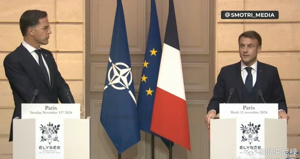 NeroArmored's tweet photo. French President Macron, during a joint press conference with NATO Secretary General Stoltenberg, stated that the only path to negotiations is to provide full support to the Ukrainian armed forces when necessary. https://t.co/qvtKrzRWLE