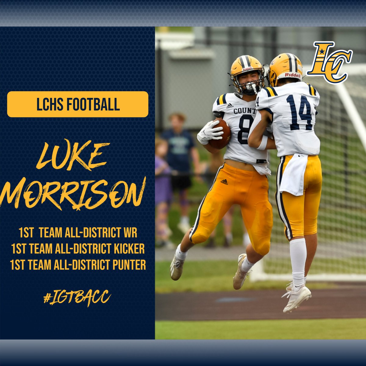 Luke Morrison First Team All-District WR, Kicker and Punter.