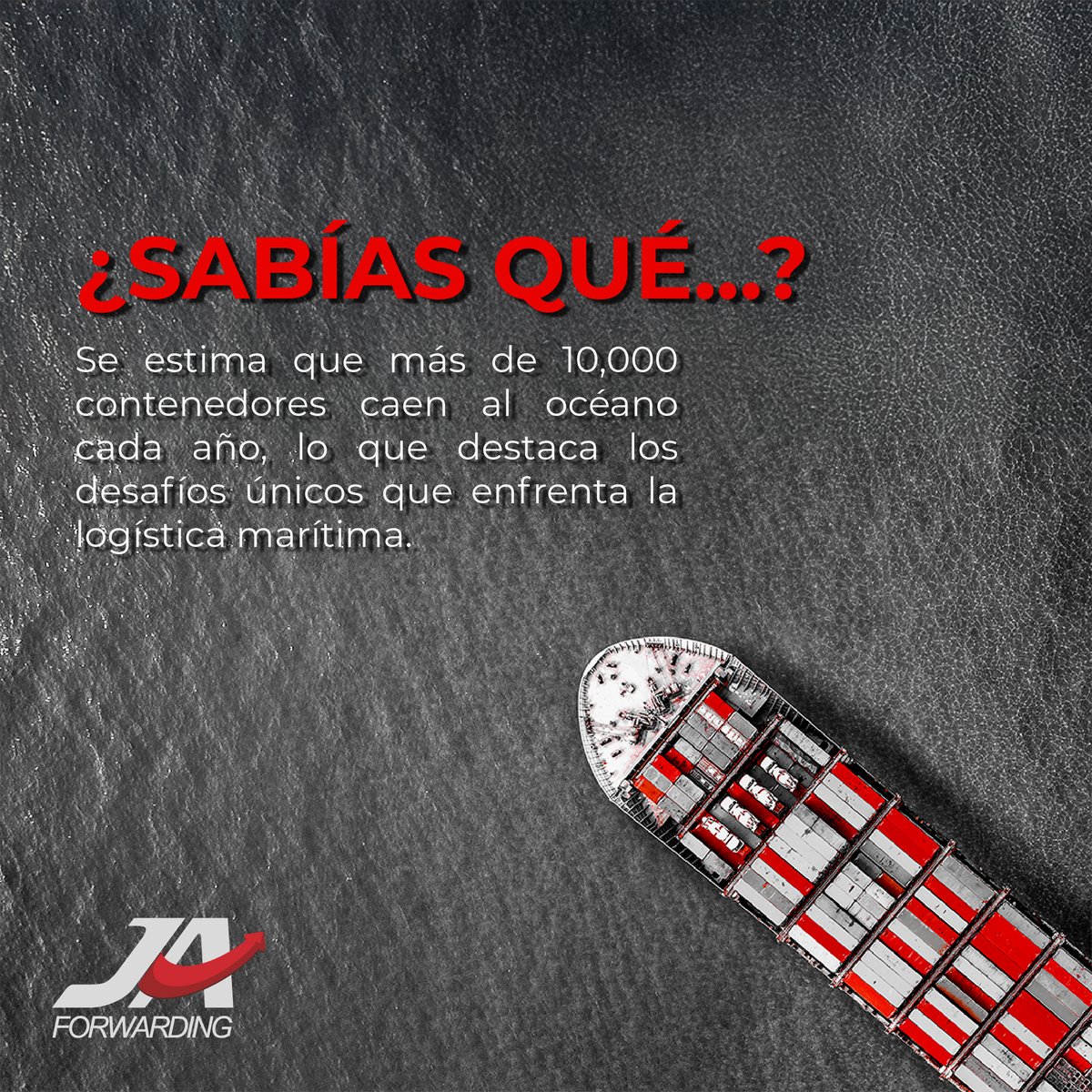 JaForwarding's tweet photo. ¿Sabías que la logística marítima enfrenta grandes retos cada día? #RetosLogísticos #LogísticaMarítima #jaforwarding #JAForwarding https://t.co/lJuUAJHJ8Z