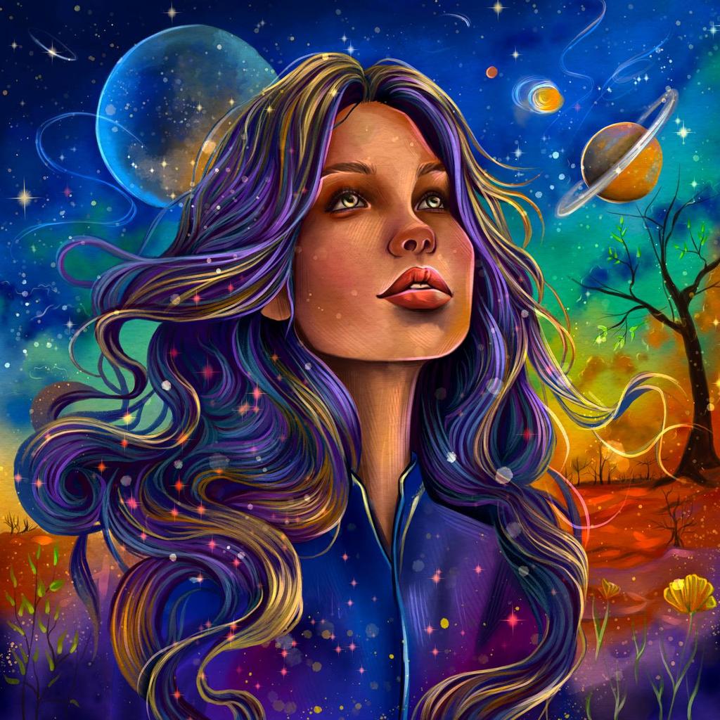 🟣 "New Life on Mars".
 Mysterious mountain ranges can be seen in the distance,illuminated by the soft light of the sun.The sky is saturated with shades of blue and orange, creating an atmosphere of another world.

➡️My entry to #DFTFcontest #CANnftclub