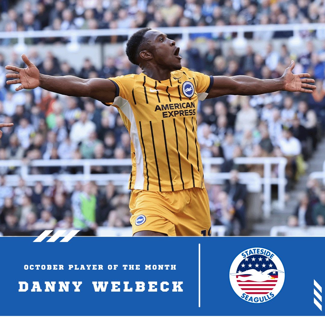 bhafcstateside's tweet photo. He really is DAT GUY 😎

Congrats to @DannyWelbeck, voted as the October Player of the Month by our Stateside Seagulls members 👏

#BHAFC #StatesideSeagulls https://t.co/vWHwNJkbqb