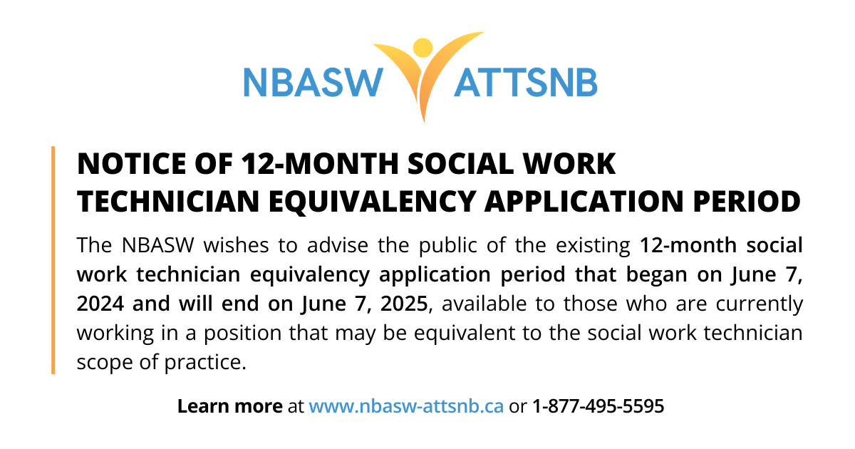 Learn more about the 12-month social work technician equivalency application period on our website bit.ly/3Y4CFjEor or by calling 1-877-495-5595
