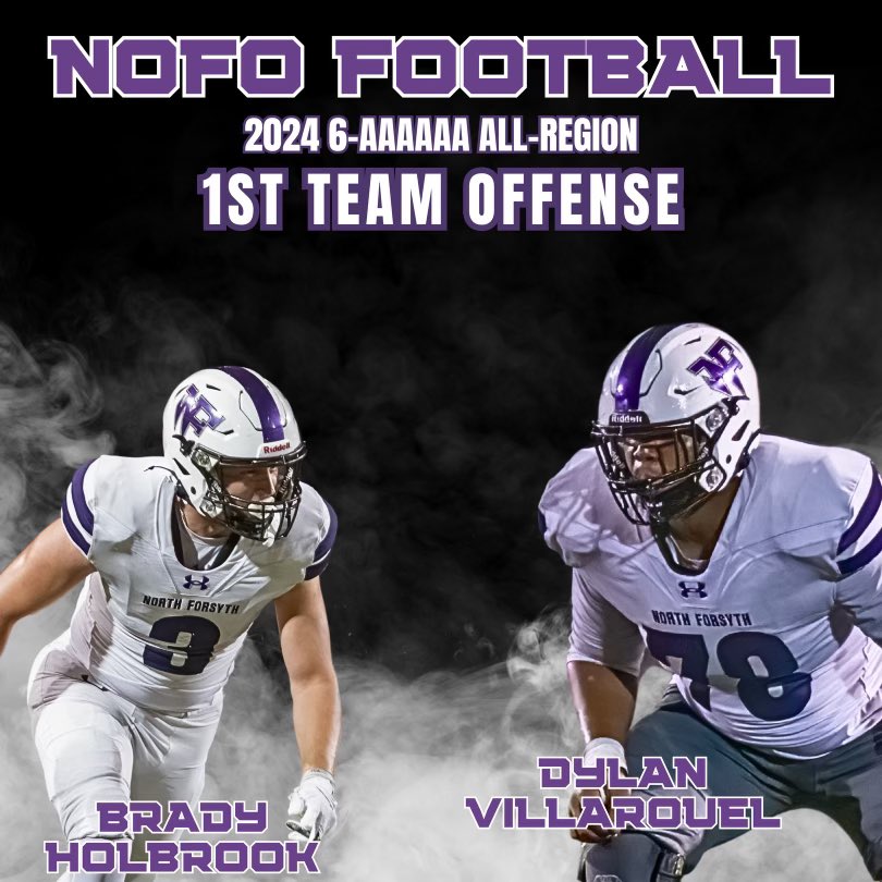 NorthForsythFootball (@nofofootball) on Twitter photo Congratulations to <a href="/Dvilla7_/">Dylan Villarouel</a> & <a href="/Bradyholbrook32/">Brady holbrook</a> earning 1st All-Region. Both Dylan & Brady are 2x 1st Team All-Region players! Congratulations to <a href="/Dvilla7_/">Dylan Villarouel</a> & <a href="/Bradyholbrook32/">Brady holbrook</a> earning 1st All-Region. Both Dylan & Brady are 2x 1st Team All-Region players!