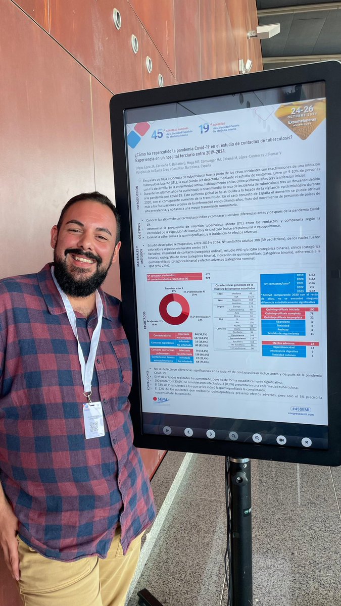 El R4 d’<a href="/Interna_SantPau/">Interna Sant Pau</a>, Juan López, va presentar com ha repercutit la pandèmia Covid-19 amb l’estudi de contactes de #tuberculosi al nostre centre. #45SEMI