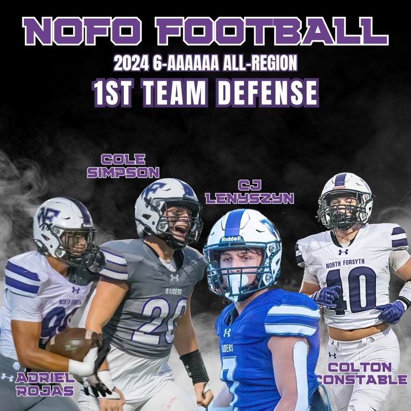 NorthForsythFootball (@nofofootball) on Twitter photo Congratulations to members of the 1st Team All-Region Defense:
<a href="/Coltonconstabl6/">Colton constable</a> - 2x selection
<a href="/CjLenyszyn/">Christopher D Lenyszyn</a>
<a href="/adrielrsports/">Adriel Rojas</a>
<a href="/Cole_Simpson3/">Cole Simpson</a> Congratulations to members of the 1st Team All-Region Defense:
<a href="/Coltonconstabl6/">Colton constable</a> - 2x selection
<a href="/CjLenyszyn/">Christopher D Lenyszyn</a>
<a href="/adrielrsports/">Adriel Rojas</a>
<a href="/Cole_Simpson3/">Cole Simpson</a>