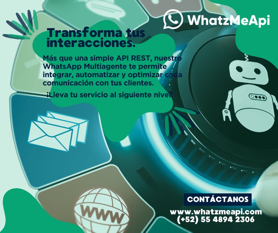 MeWhatz's tweet image. 🚀 ¡Revoluciona la conexión con tus clientes! Con nuestra API REST, automatiza todos tus procesos y establece una comunicación fluida y efectiva. 🌟¡Descubre el poder de WhatzMe hoy mismo!
wa.link/7m588k
#Automatización #API #WhatzMeApi