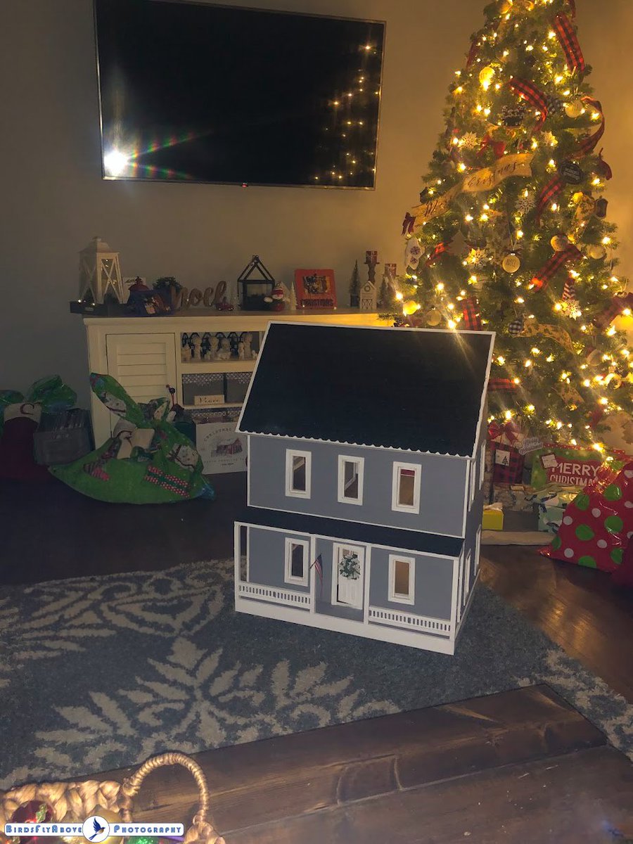 BirdsFlyAbove's tweet image. This is a doll house I made for my daughter. She helped me build it but did not think it would be done for Christmas. I made sure it was under the tree for her. #Woodworking #woodworker #handmade