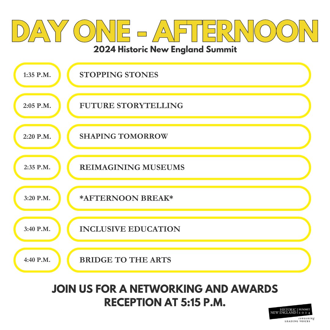 How’s the day flying by so fast? We’re already halfway through day one! Fuel up with lunch, grab some water, and jump back into the action.
•
Want to join? Tune into our livestream → shorturl.at/8uavZ
•
#HistoricNewEngland #HNESummit #Portland #Maine