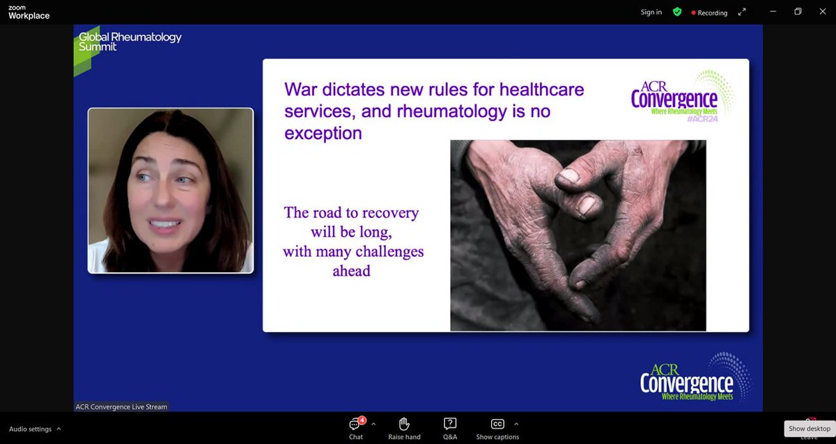 Nellziade's tweet photo. Dr Marta Dzhus’ testimony about #Rheumatology Care during Ukraine war is inspiring & strongly resonating, given what the Middle East is also going through
🔴Everyone deserves care & dignity
🔴Patients with chronic diseases are the most vulnerable
#ACR24 #Global_Summit #14T10 https://t.co/fNMQxaZ8PH