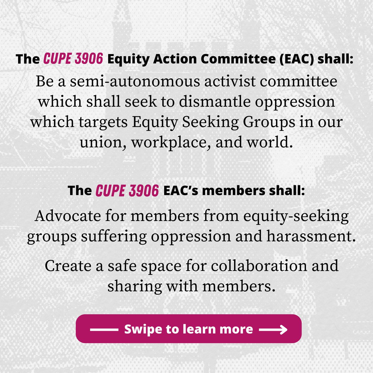 cupe_3906's tweet photo. Our Equity Action Committee is looking for new members! Attend the next General Membership Meeting (GMM) on November 21st and/or reach out to our Equity Officer at equity@cupe3906.org to express your interest!
#bettermac #canlab #mcmaster #cupe https://t.co/MbzIUjdhWe