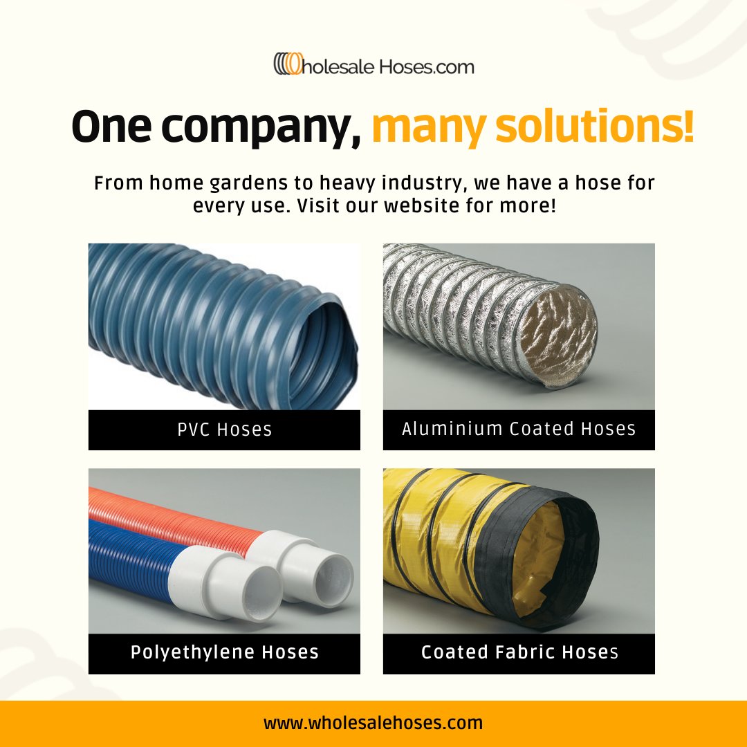wholesale_hoses's tweet image. From flexible PVC hoses to durable aluminum-coated options, we offer a full range of hoses for every job. 

🛠️ One company, many solutions! 🛠️

👉 Visit wholesalehoses.com to learn more!

#WholesaleHoses #HoseSolutions