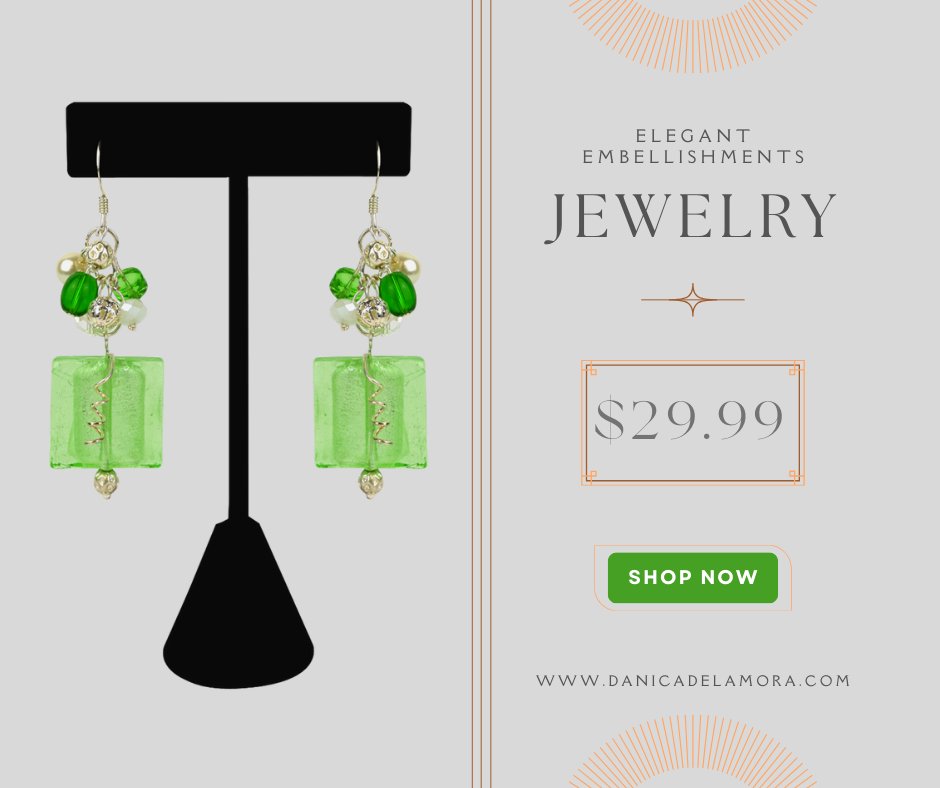 These beautiful earrings are the latest in the online store! The "Gorgeous In Green" earrings are made of green, crystal, and silver beads with swirls. They are a wonderful addition to any outfit.

Find the earrings here:
danicadelamora.com/product/gorgeo…