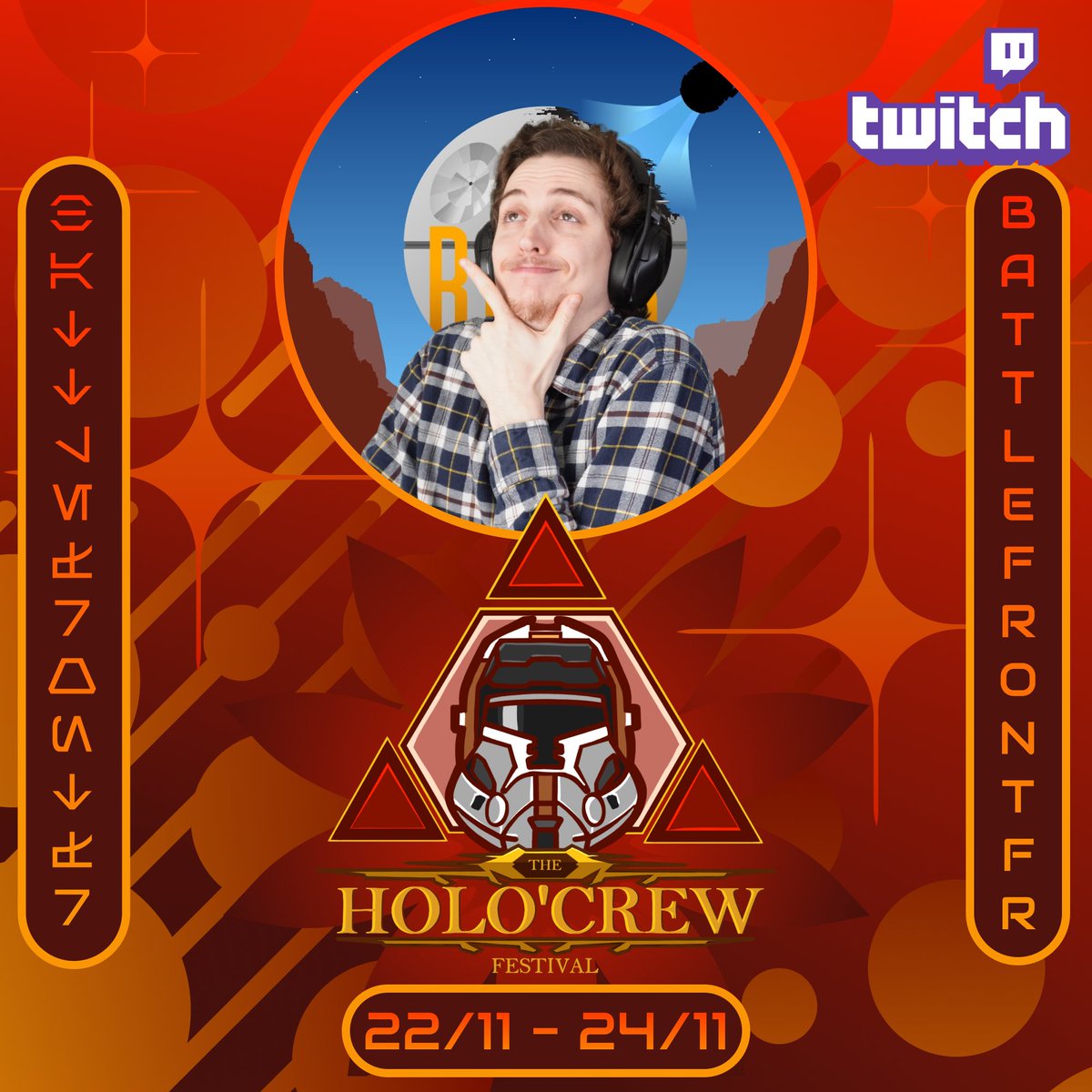 The Holo'Crew Festival sera aussi international ! En effet, notre ami Québécois, l'inimitable <a href="/SWBFNewsFR/">BattlefrontFR</a> fera aussi partie de l'événement !
N'hésitez pas à rejoindre tous ses réseaux sociaux 🔥