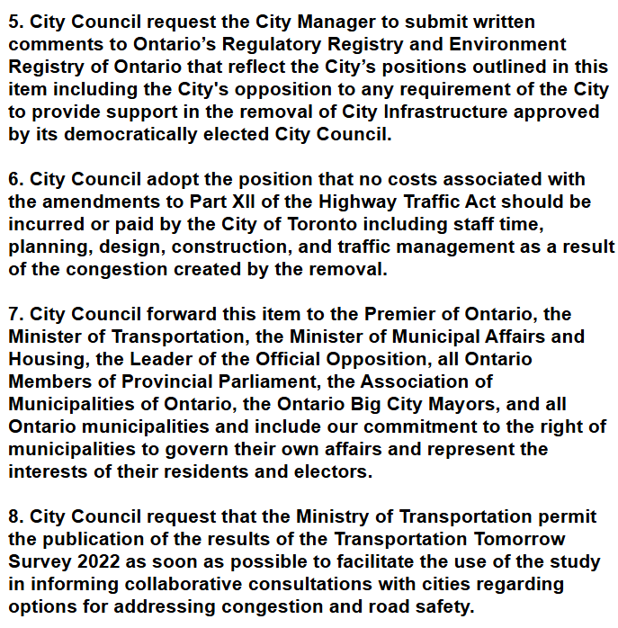 GraphicMatt's tweet photo. Here's Chow's full motion. It also says Council should take the position that no costs stemming from the provincial legislation should be paid by the City of Toronto. https://t.co/JMLUvg5L26