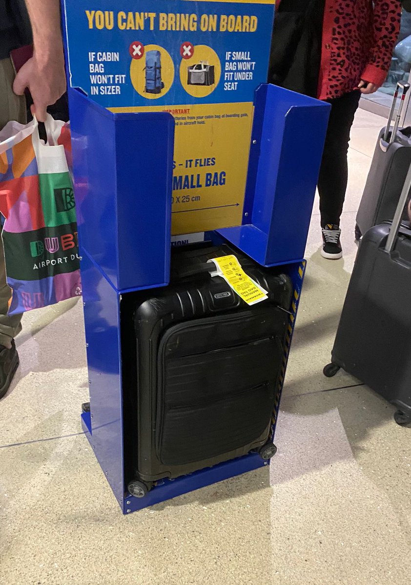 i know complaining about airlines on twitter is cringe but ryanair just made us pay €60 for this because it “didn’t fit” in the sizer thing lmao