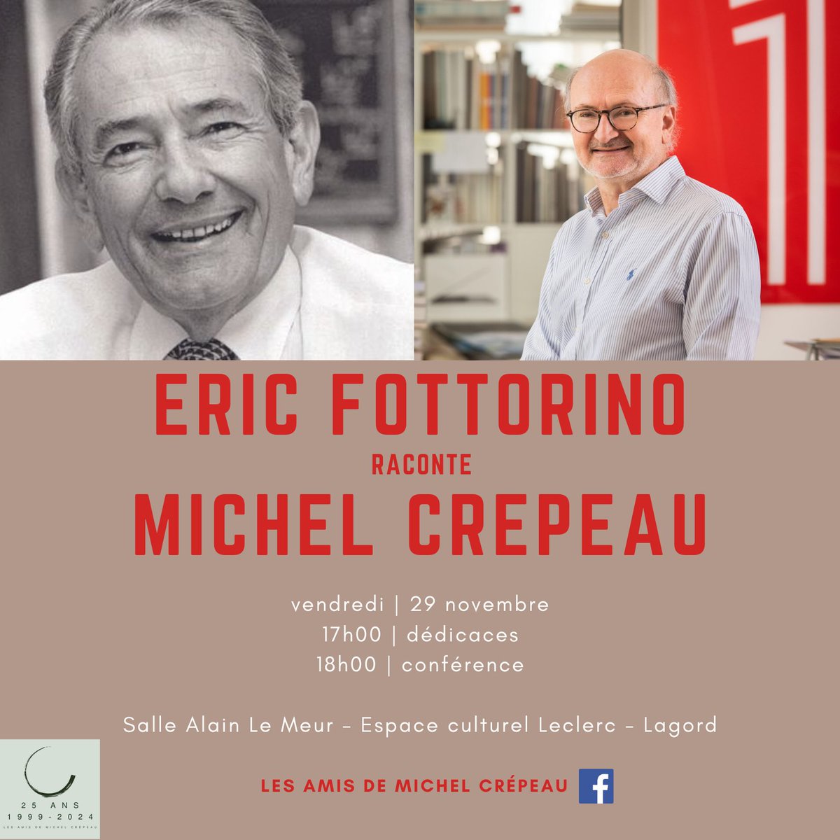 L'association "les Amis de Michel Crépeau" vous invite le vendredi  29 novembre à l'espace culturel Leclerc de Lagord pour un échange- témoignage d'Éric Fottorino