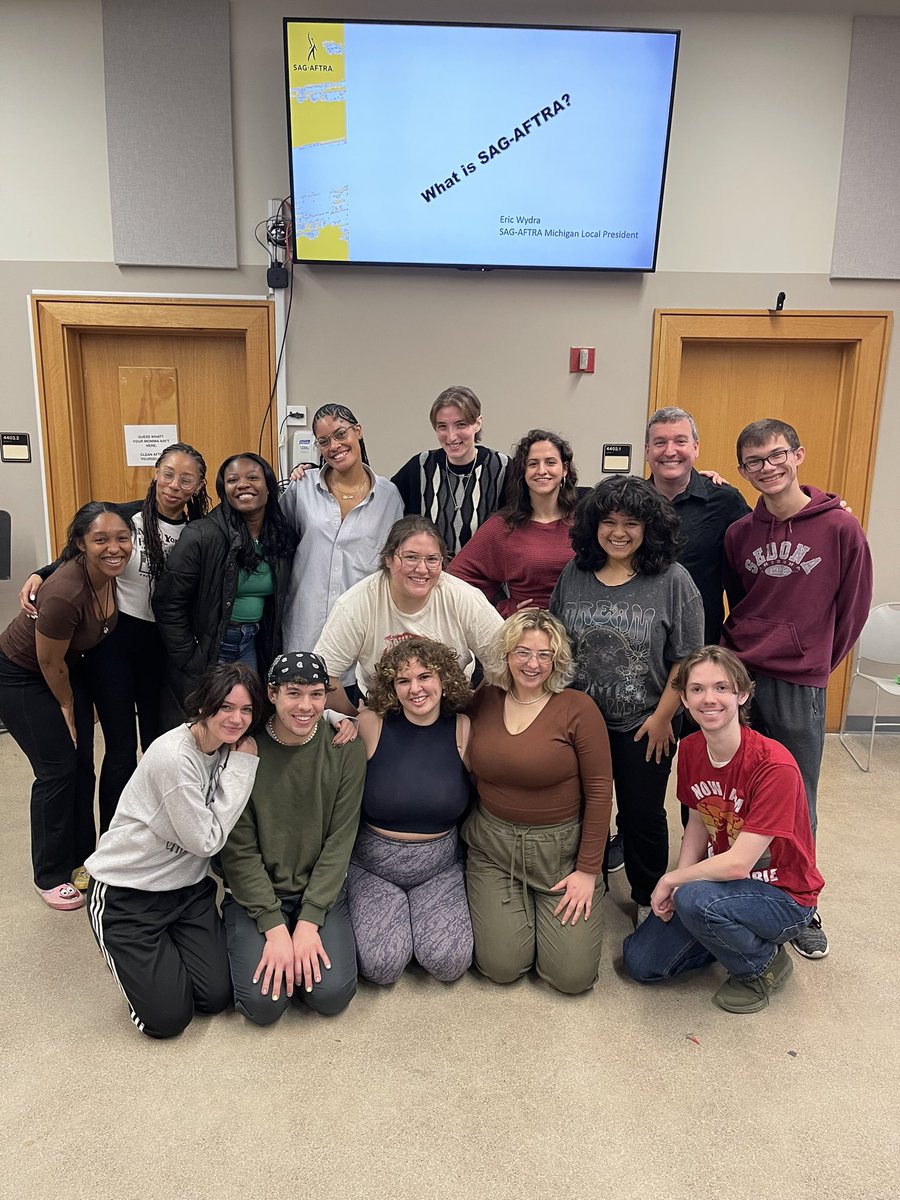 I had a great time speaking to the “Business of Acting” class at Wayne State University, taught by Cheryl Turski. It’s comprised of seniors who will be receiving their BFA in Theater.  We talked about SAG-AFTRA and the benefits of union membership.  #sagaftrami