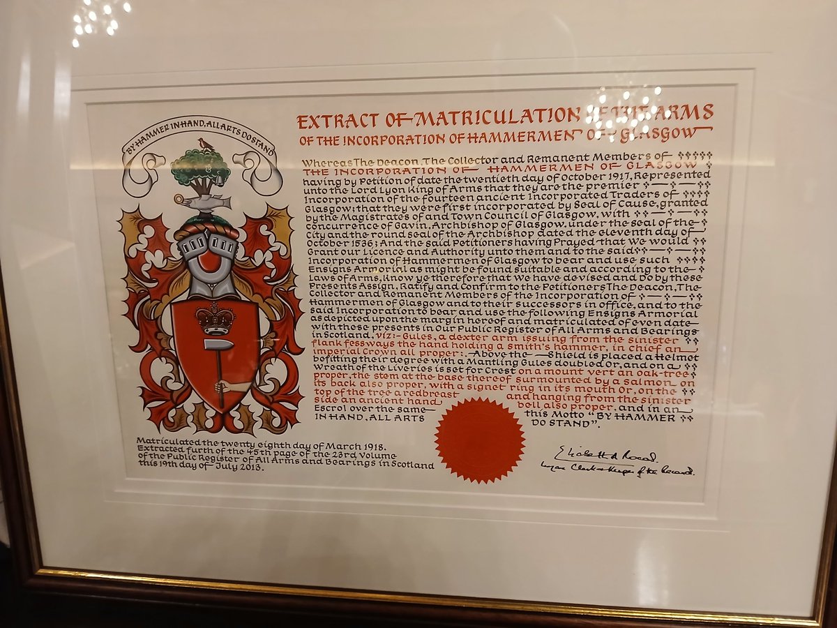 Glad to see the Hammermen maintaining their heraldry. Dinner this evening.