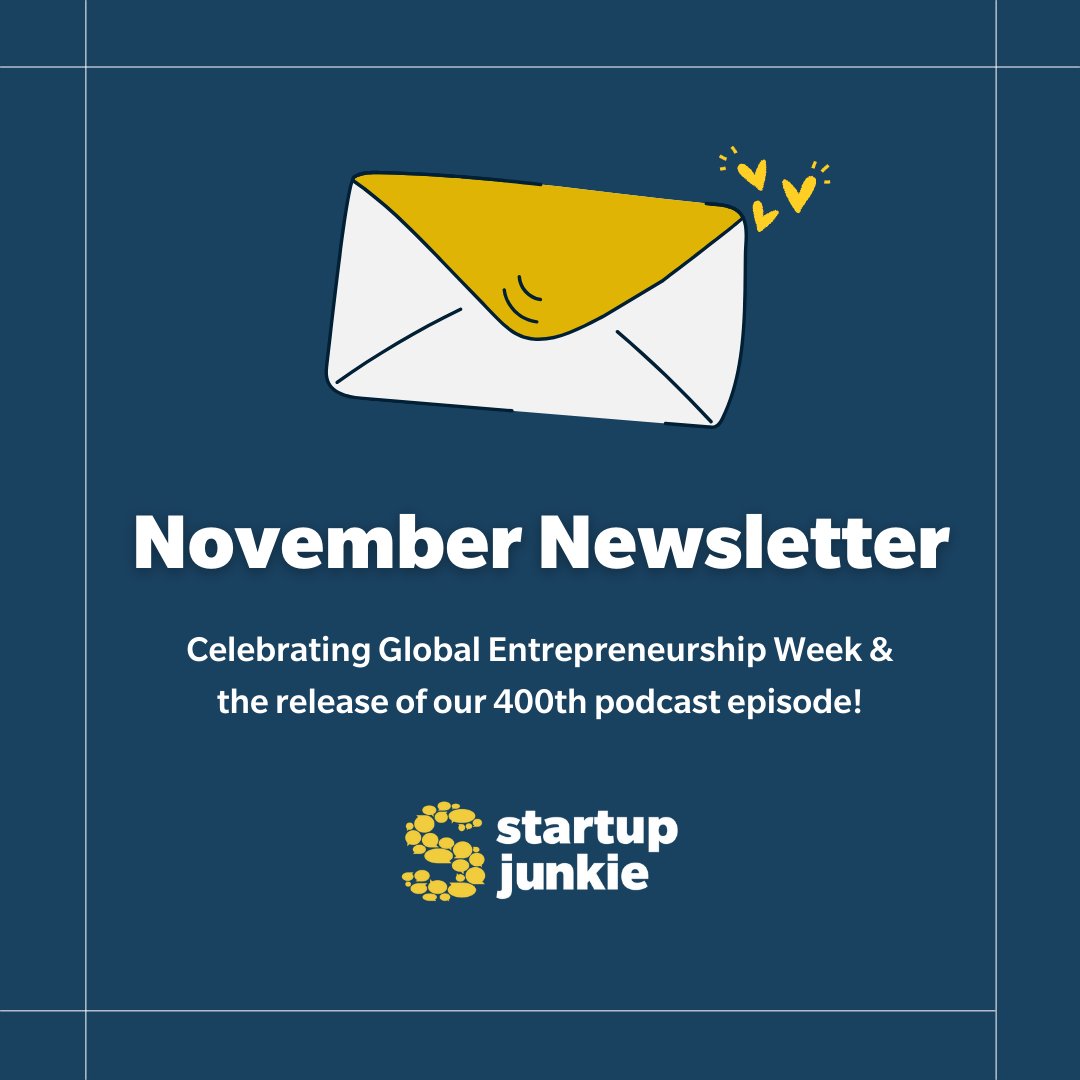 startup_junkie's tweet photo. Did you know that the Startup Junkies Newsletter keeps you updated on everything related to startups in Northwest Arkansas? This month, we're excited to share Global Entrepreneurship Week and celebrate the release of our 400th podcast episode!

Read Today: https://t.co/XKkdYEB92g https://t.co/rrGtiUQEmW