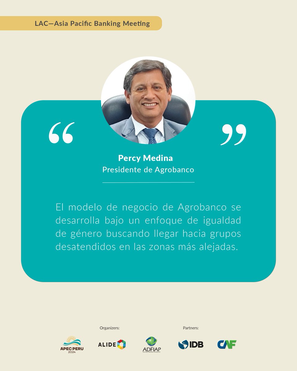 ALIDE (@_alide_) on Twitter photo #LACAsiaPacificBankingMeeting | En el panel "Empoderamiento para el desarrollo sostenible", Percy Medina de <a href="/AgrobancoP/">Agrobanco Perú</a> destacó el enfoque de la institución en igualdad de género, buscando ofrecer servicios financieros a grupos desatendidos en zonas remotas. 🌍 #LACAsiaPacificBankingMeeting | En el panel "Empoderamiento para el desarrollo sostenible", Percy Medina de <a href="/AgrobancoP/">Agrobanco Perú</a> destacó el enfoque de la institución en igualdad de género, buscando ofrecer servicios financieros a grupos desatendidos en zonas remotas. 🌍